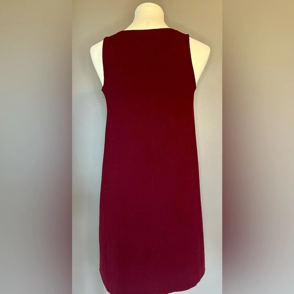 NWOT THEORY Kestel Saxton Sumac Virgin Wool Shift Dress Maroon Size Petite - Picture 5 of 10